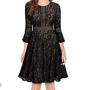 Black with nude underlay dress